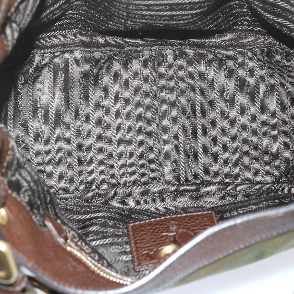 PRADA Shoulder Bag Nylon Khaki Auth tb969