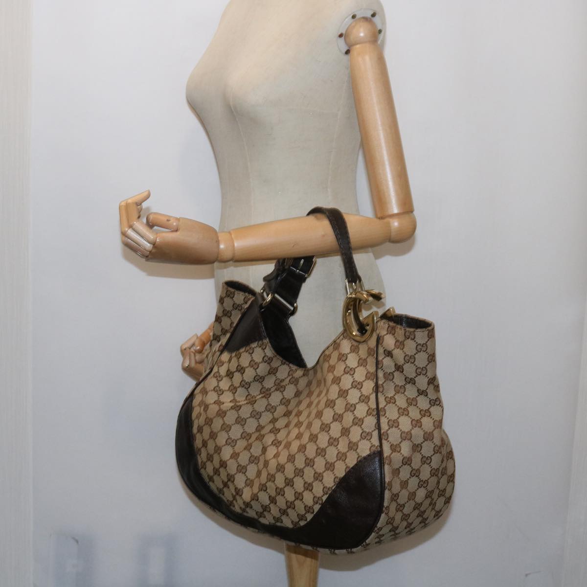 GUCCI GG Canvas Tote Bag Beige 203504 Auth tb972