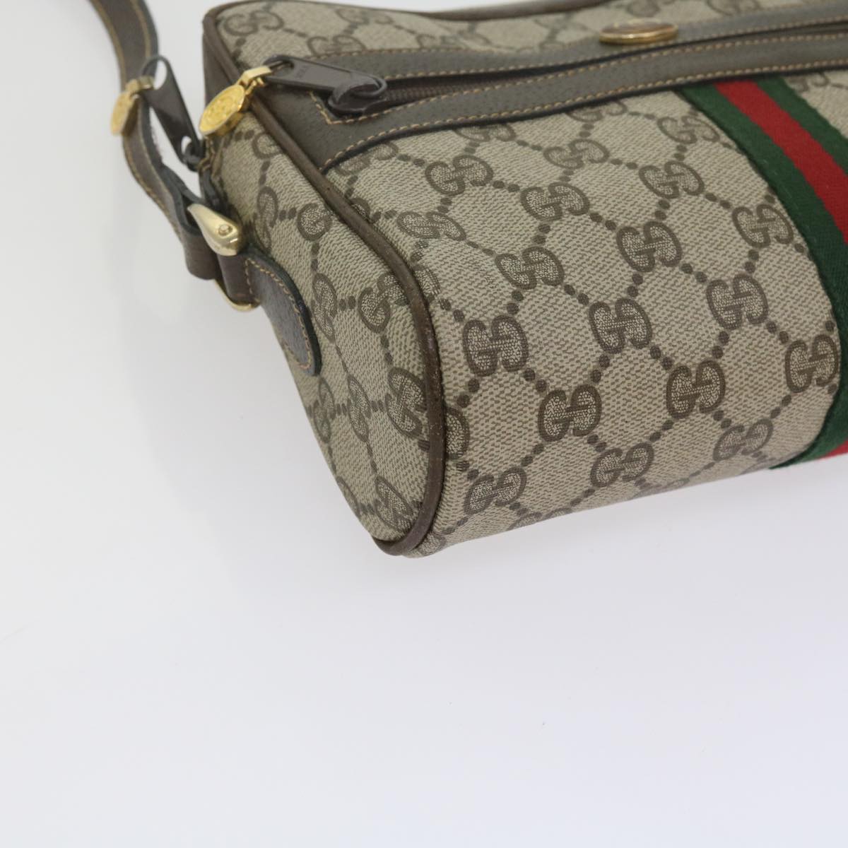 GUCCI GG Supreme Web Sherry Line Shoulder Bag Beige Red Green 010 378 Auth tb988