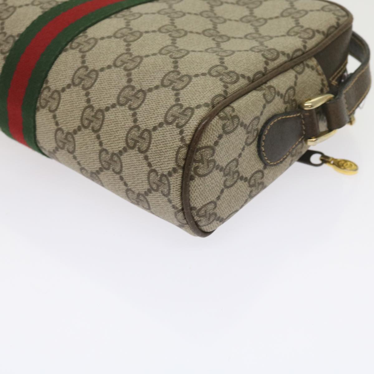 GUCCI GG Supreme Web Sherry Line Shoulder Bag Beige Red Green 010 378 Auth tb988