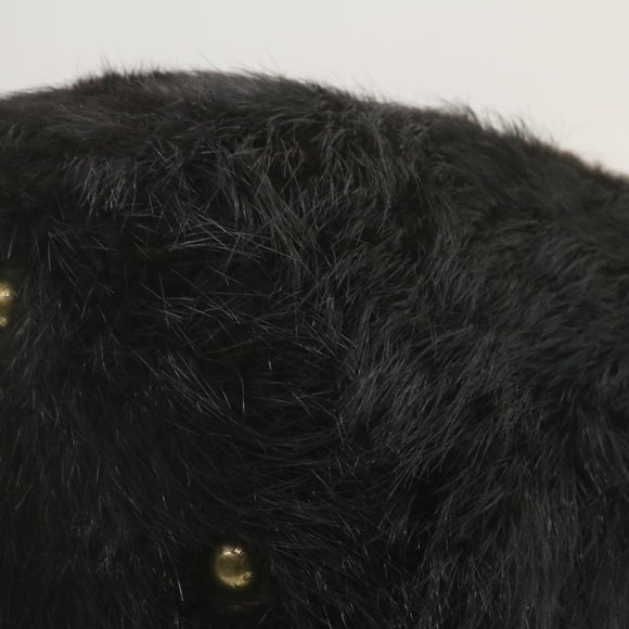 LOUIS VUITTON V line Shoulder Bag fur Black LV Auth th1021