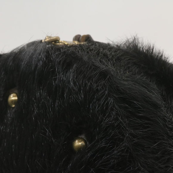 LOUIS VUITTON V line Shoulder Bag fur Black LV Auth th1021