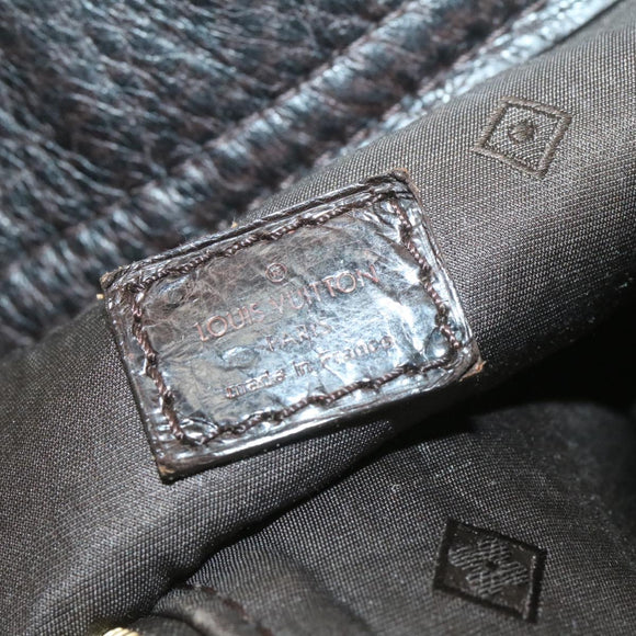 LOUIS VUITTON V line Shoulder Bag fur Black LV Auth th1021