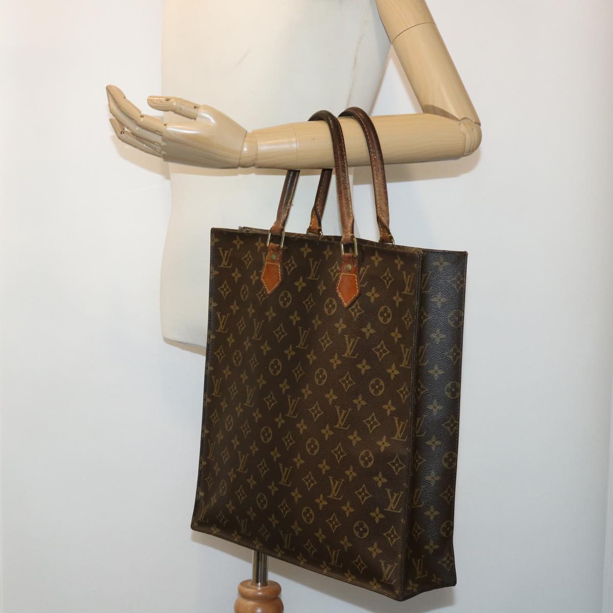 LOUIS VUITTON Monogram Sac Plat Hand Bag M51140 LV Auth th3804