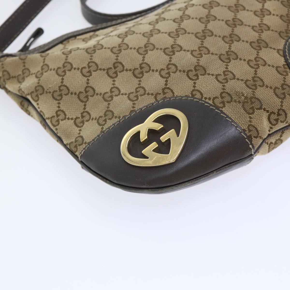 GUCCI GG Canvas Shoulder Bag Beige 257072 Auth th3852