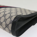 GUCCI GG Canvas Sherry Line Clutch Bag PVC Leather Red Navy gray Auth th3865-15