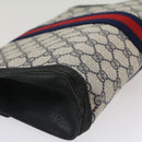 GUCCI GG Canvas Sherry Line Clutch Bag PVC Leather Red Navy gray Auth th3865-16