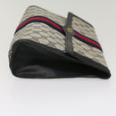 GUCCI GG Canvas Sherry Line Clutch Bag PVC Leather Red Navy gray Auth th3865-3
