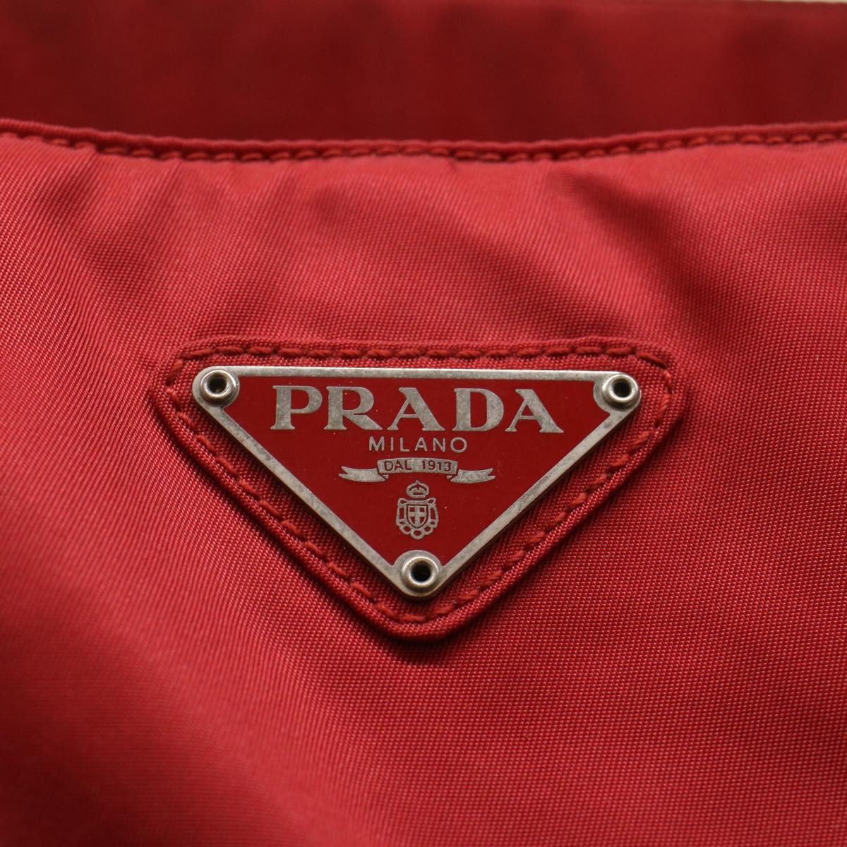 PRADA Hand Bag Nylon Red Auth th3933