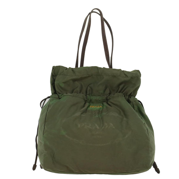 PRADA Tote Bag Nylon Khaki Auth th3978
