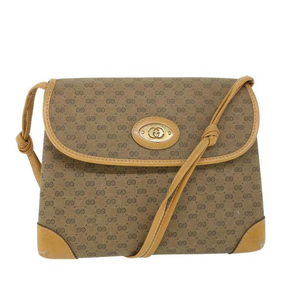 GUCCI Micro GG Canvas Shoulder Bag PVC Leather Beige 007 92 5548 Auth th3994