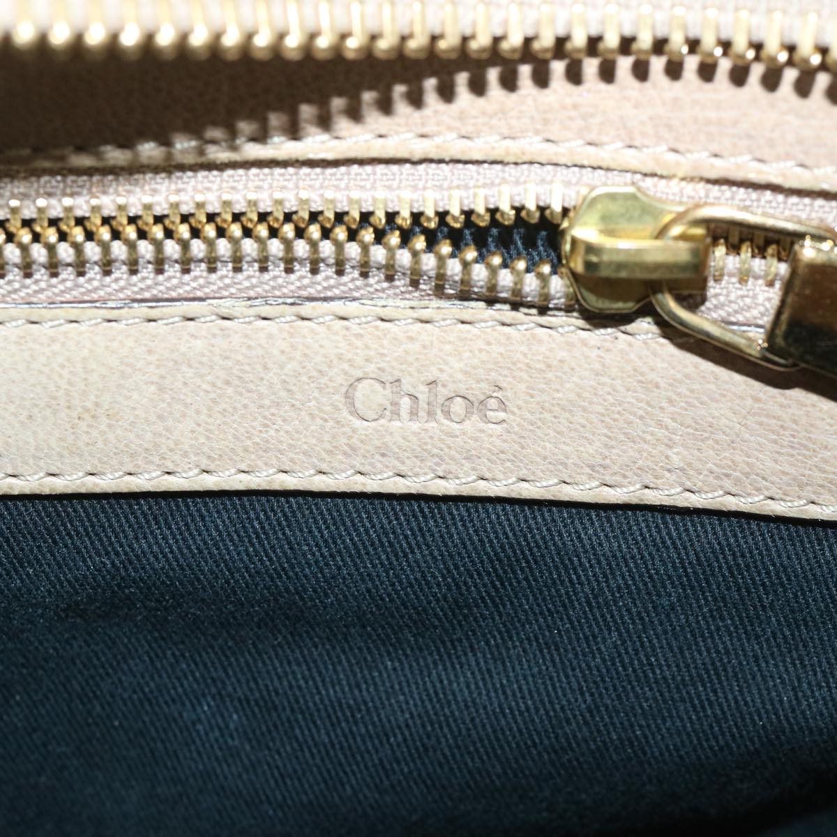 Chloe Etel Hand Bag Leather 2way Beige Auth th4092