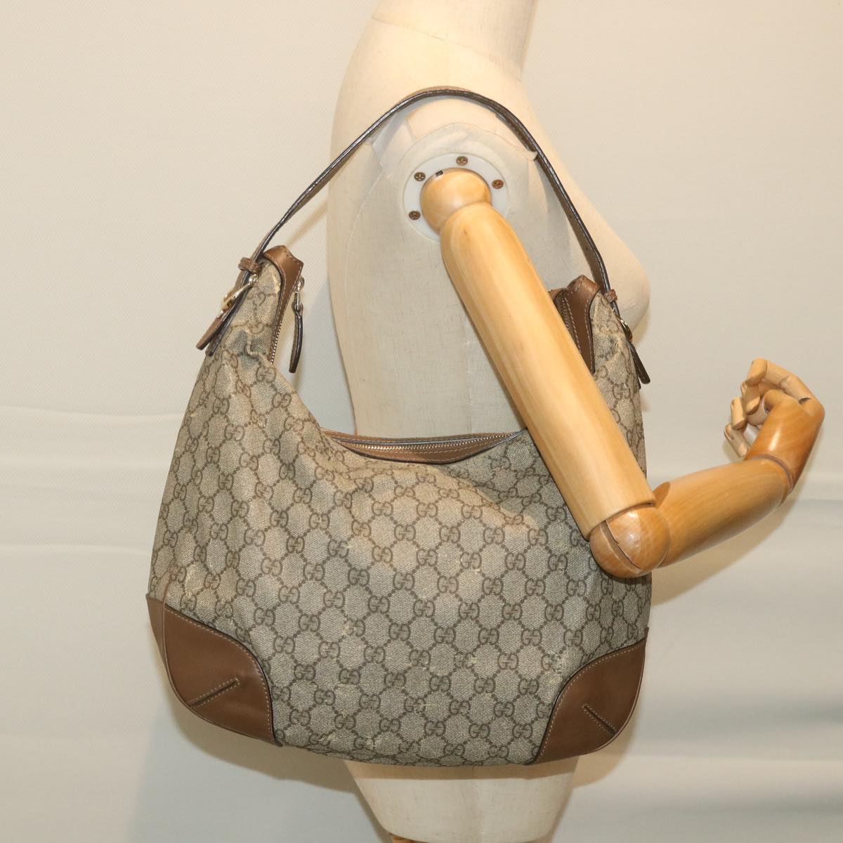 GUCCI GG Canvas Shoulder Bag Coated Canvas Beige 309618 Auth th4197