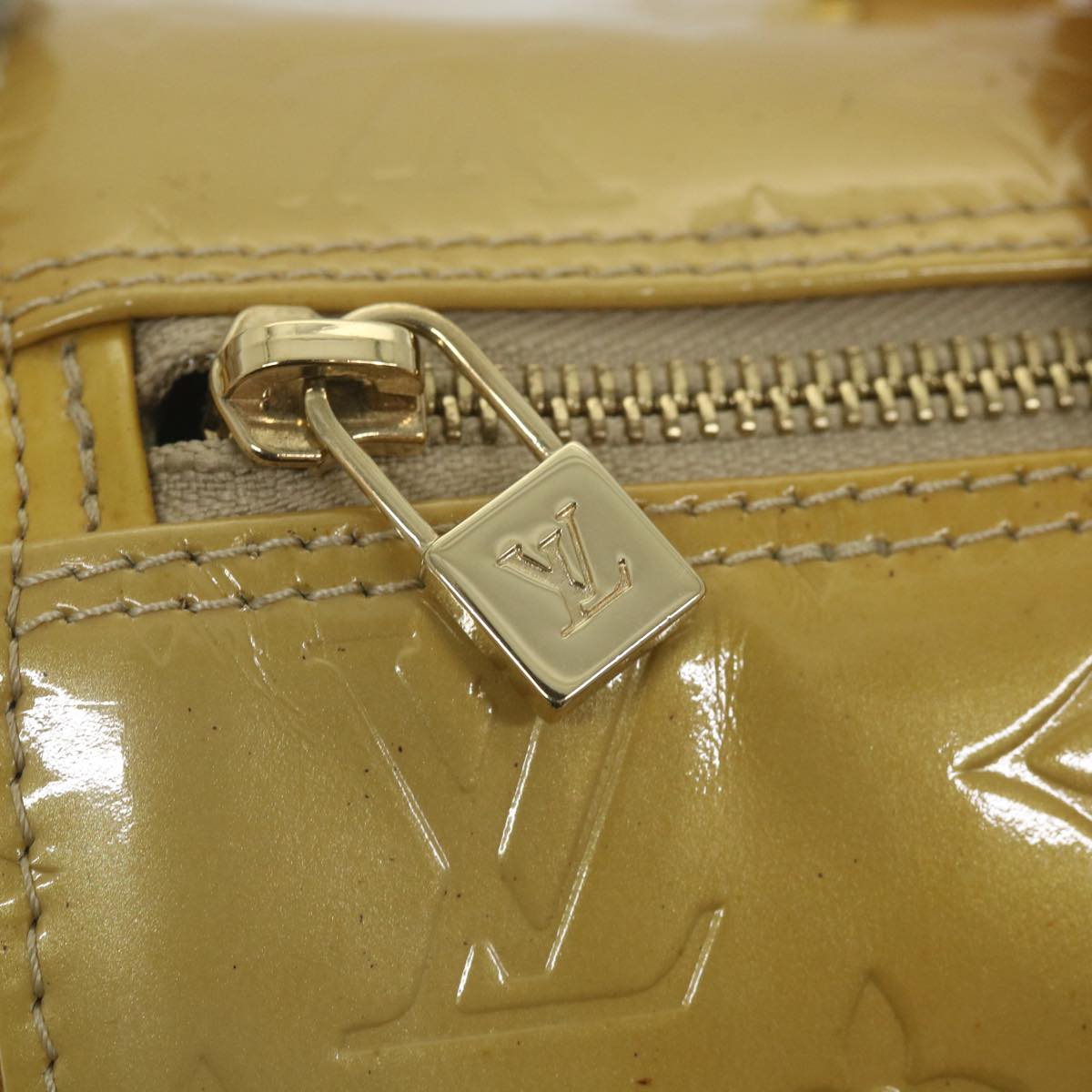 LOUIS VUITTON Monogram Vernis Bedford Hand Bag Beige M91006 LV Auth th4208