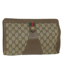GUCCI GG Supreme Web Sherry Line Clutch Bag Beige Red 89 01 033 Auth th4233-1