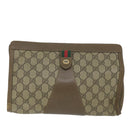 GUCCI GG Supreme Web Sherry Line Clutch Bag Beige Red 89 01 033 Auth th4233-13
