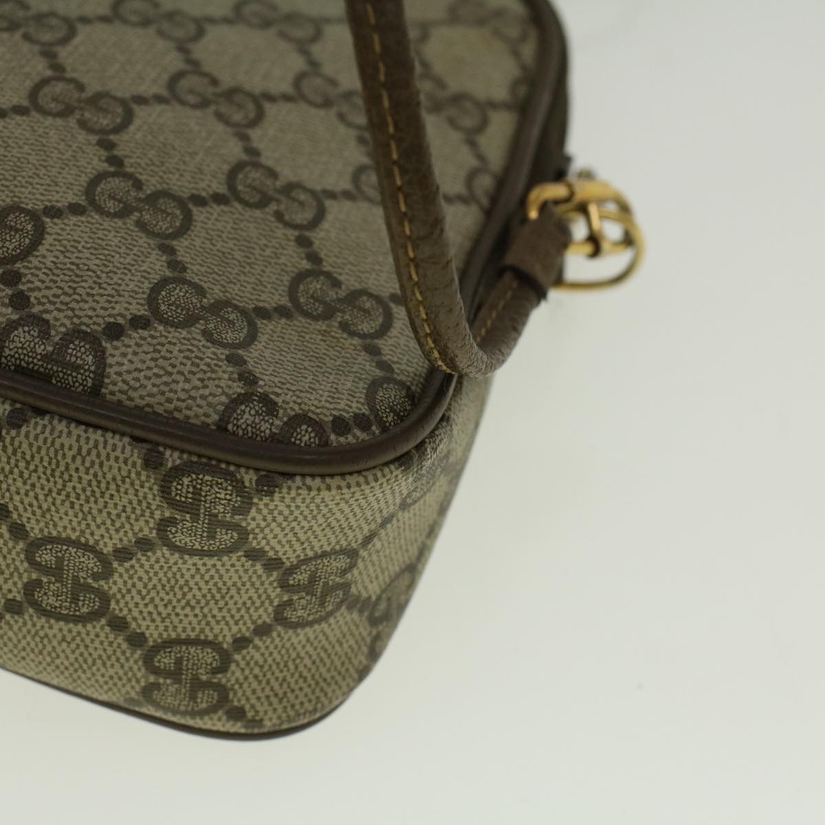 GUCCI GG Canvas Shoulder Bag PVC Leather Beige Auth th4288