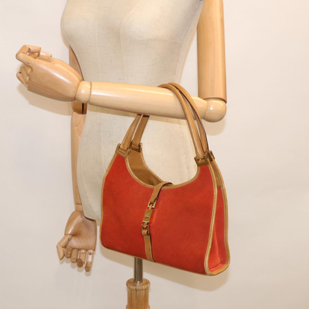 GUCCI Jackie Shoulder Bag Suede Orange 002 1068 001013 Auth th4319