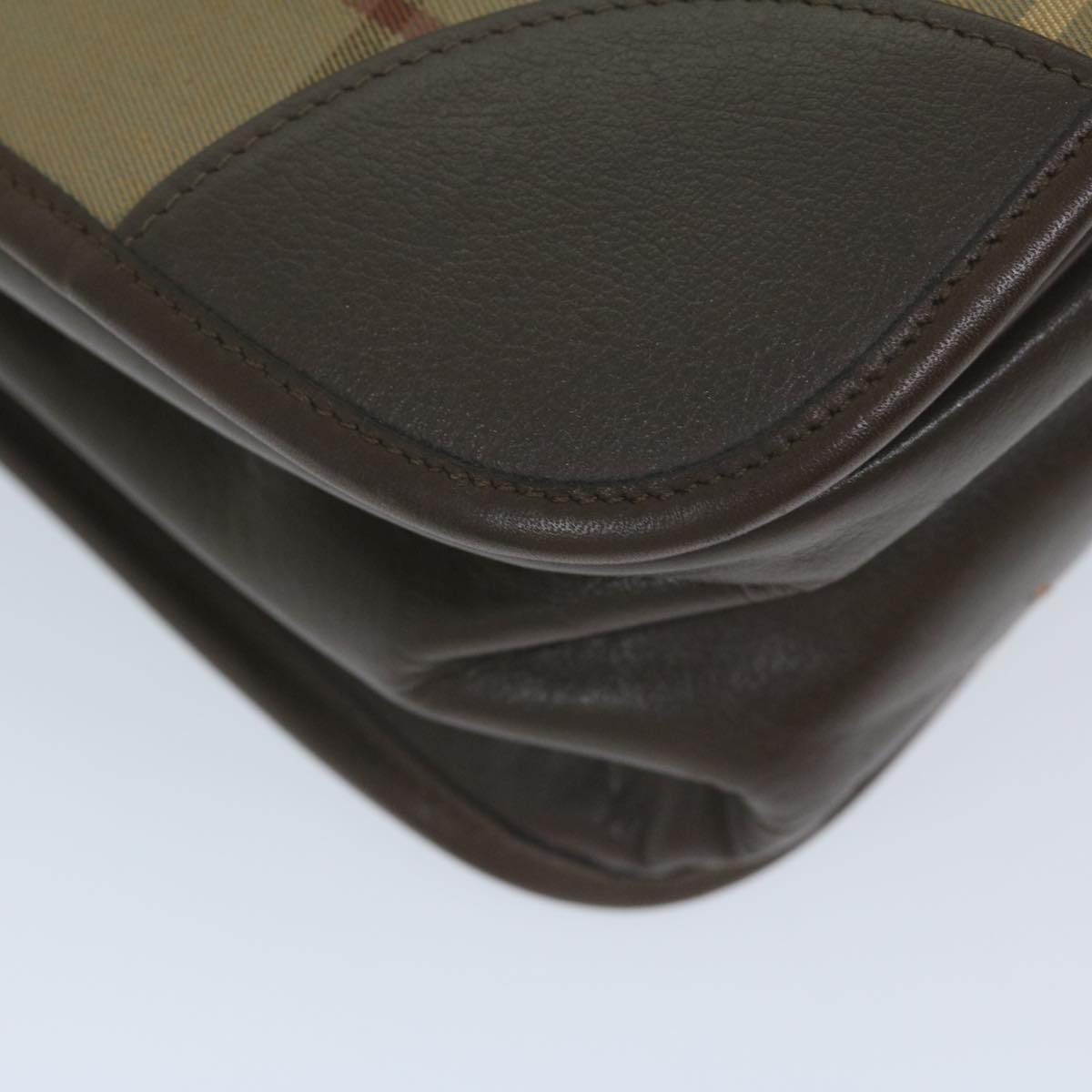 Burberrys Nova Check Shoulder Bag Canvas Brown Auth th4326