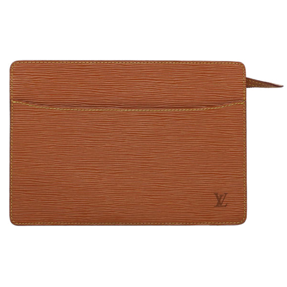 LOUIS VUITTON Epi Pochette Homme Clutch tas bruin Zipang goud M52528 Auth th4383