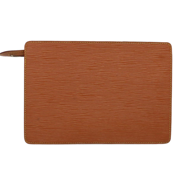 LOUIS VUITTON Epi Pochette Homme Clutch tas bruin Zipang goud M52528 Auth th4383