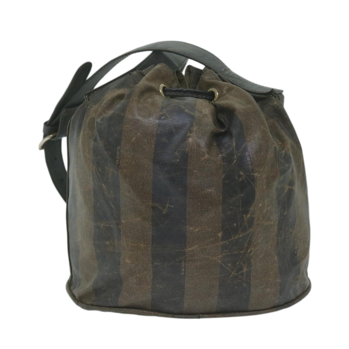 FENDI Pecan Canvas Shoulder Bag Coated Canvas Brown Auth th4531 - 0