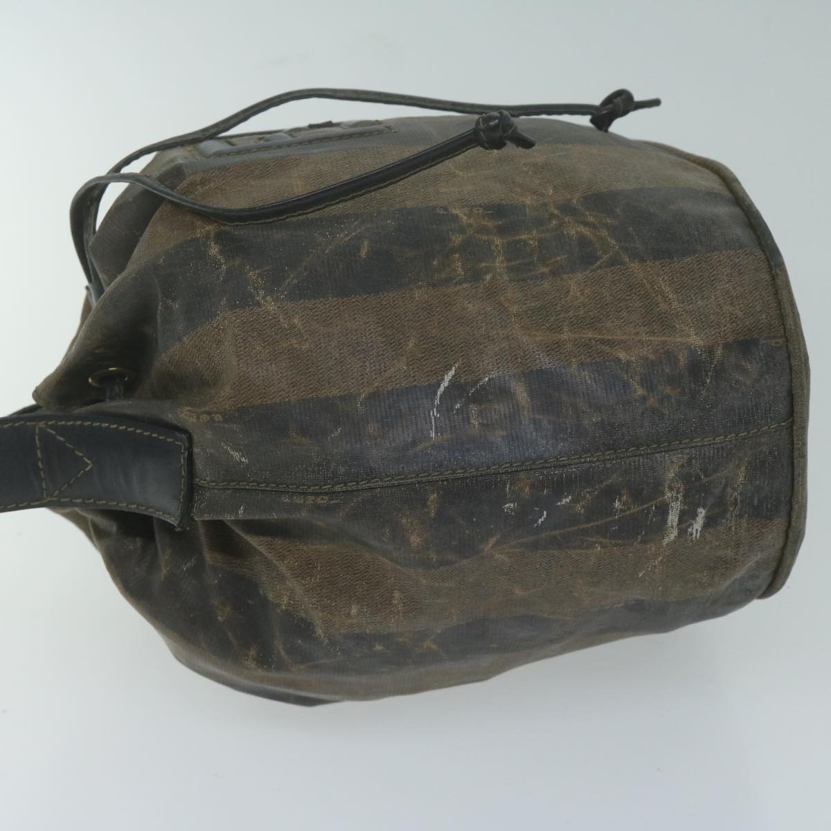 FENDI Pecan Canvas Shoulder Bag Coated Canvas Brown Auth th4531
