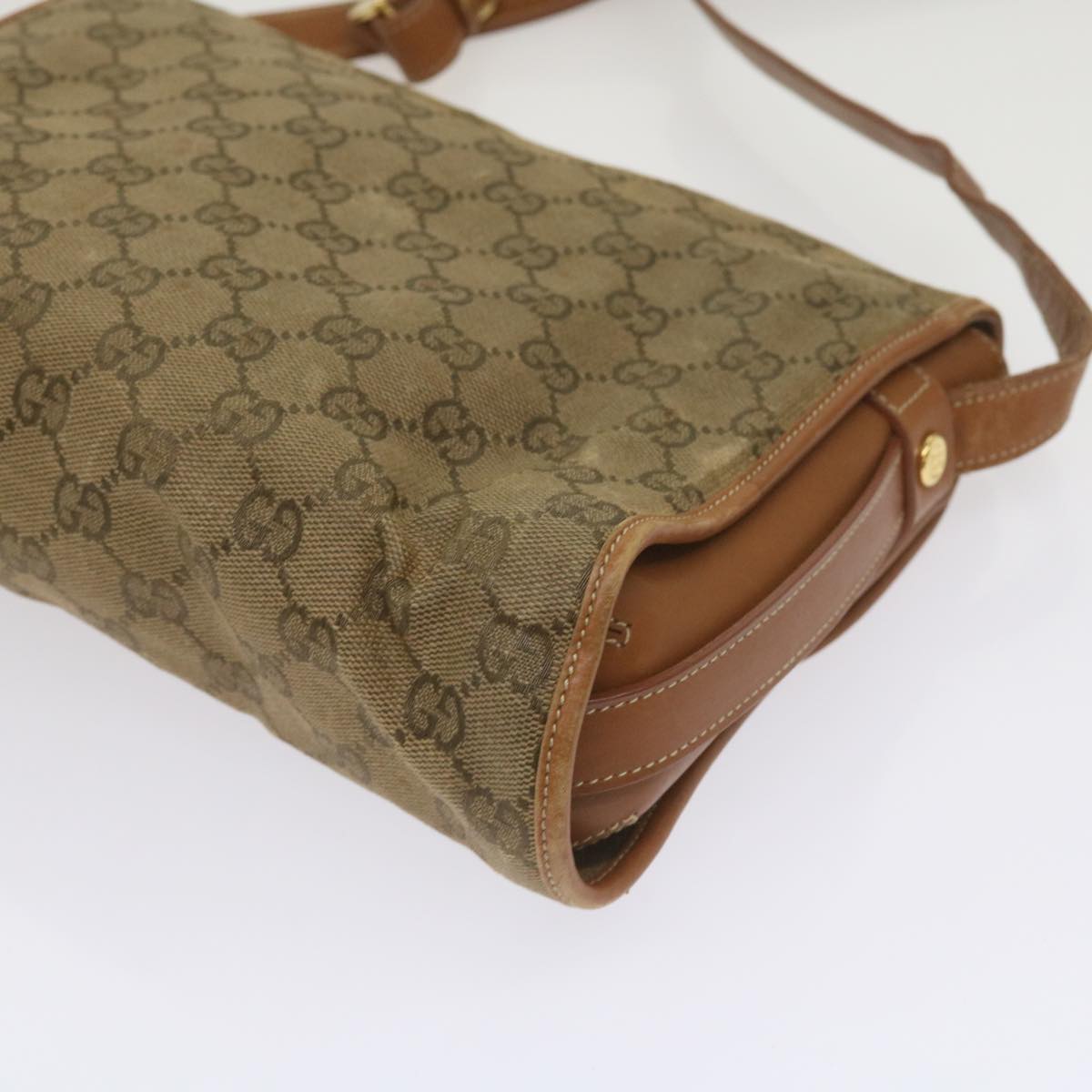 GUCCI GG Canvas Shoulder Bag Beige Auth th4606