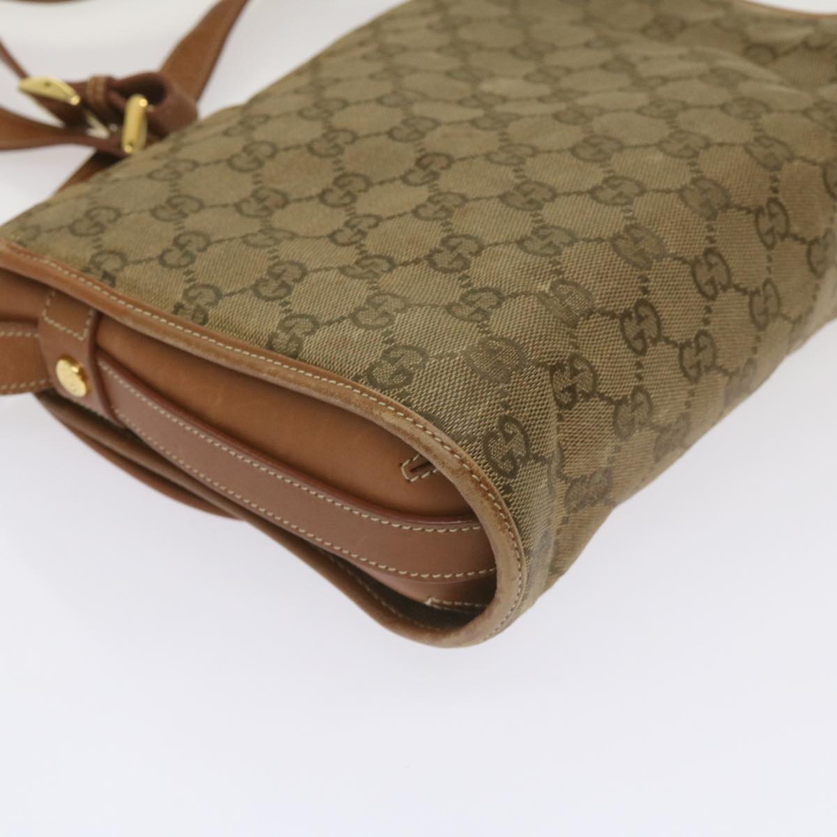 GUCCI GG Canvas Shoulder Bag Beige Auth th4606