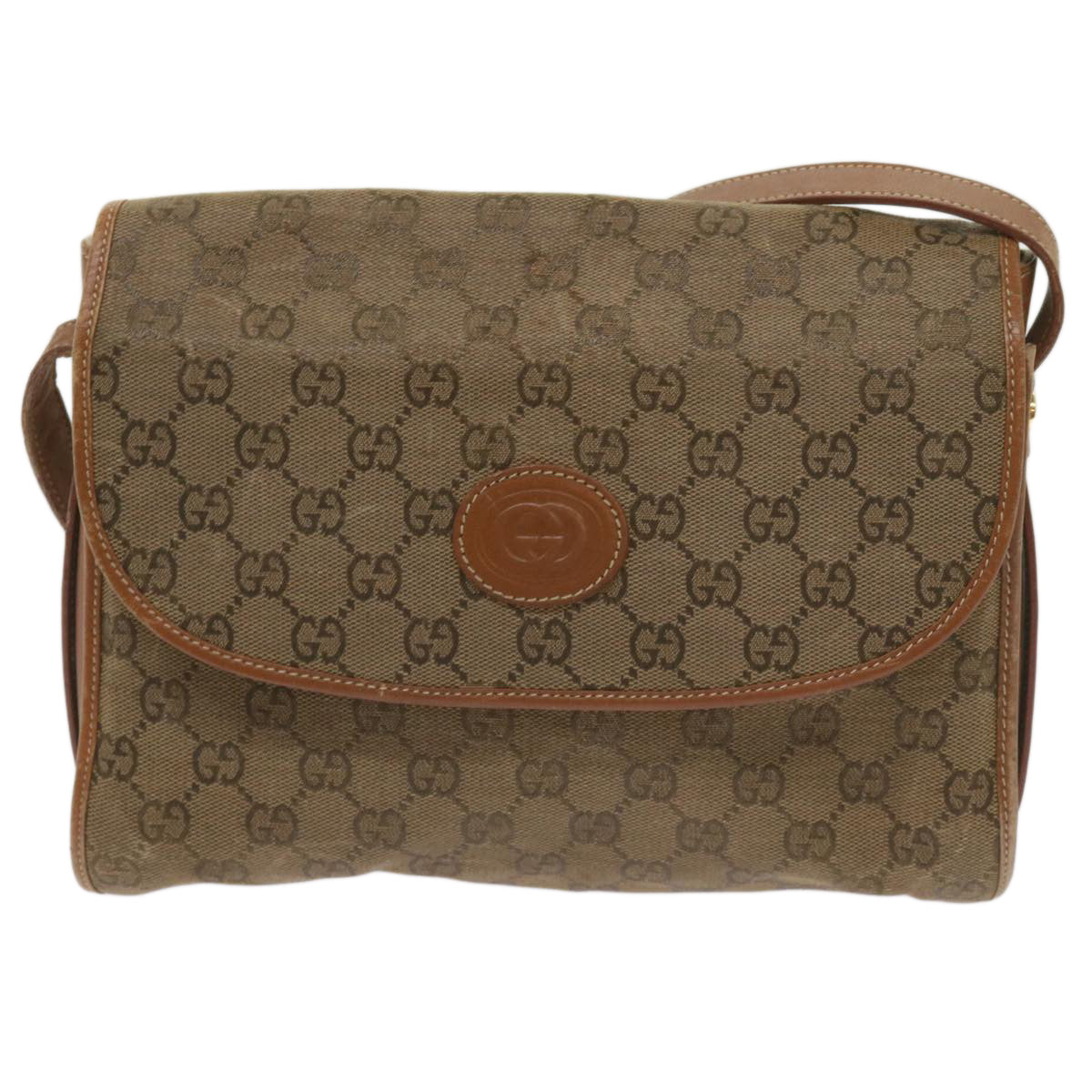 GUCCI GG Canvas Shoulder Bag Beige Auth th4606 - 0