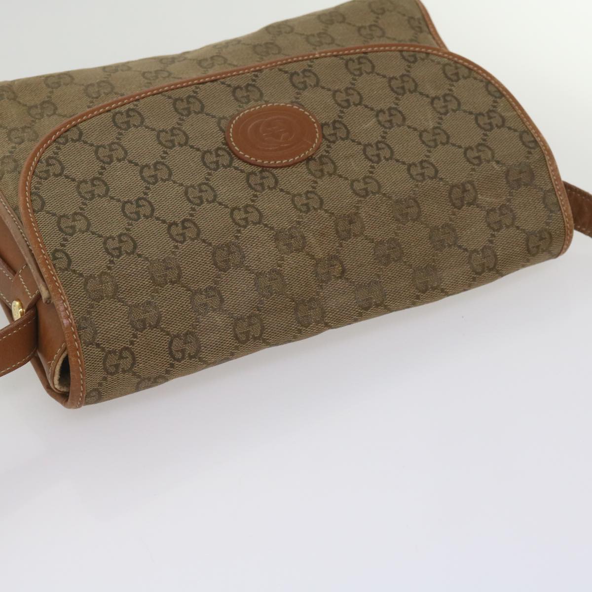 GUCCI GG Canvas Shoulder Bag Beige Auth th4606