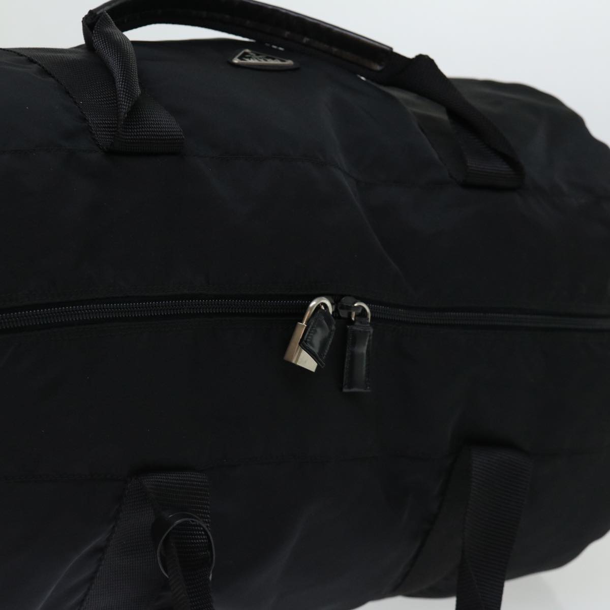 PRADA Boston Bag Nylon 2way Black Auth th4686