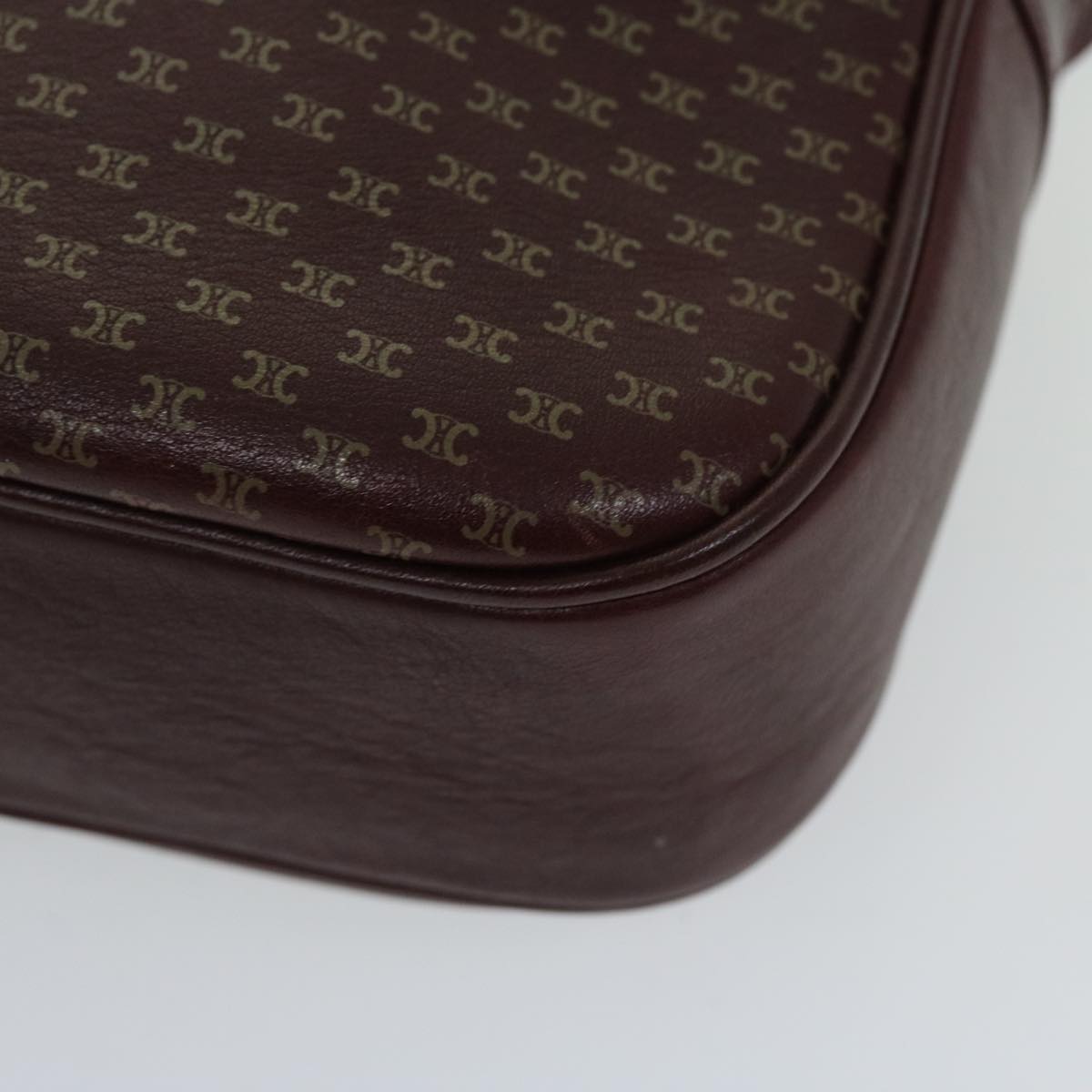 CELINE Shoulder Bag Leather Bordeaux Auth th4687