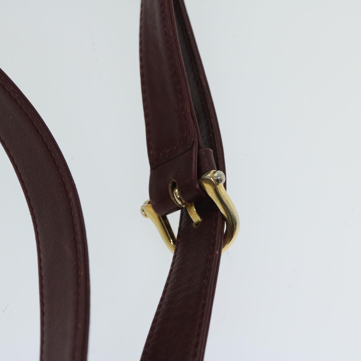 CELINE Shoulder Bag Leather Bordeaux Auth th4687