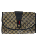 GUCCI GG Supreme Sherry Line Clutch Bag PVC Navy Red 89 01 030 Auth th4694-13
