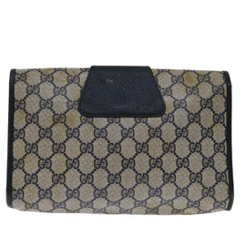 GUCCI GG Supreme Sherry Line Clutch Bag PVC Navy Red 89 01 030 Auth th4694 - 0