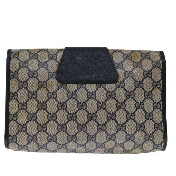 GUCCI GG Supreme Sherry Line Clutch Bag PVC Navy Red 89 01 030 Auth th4694