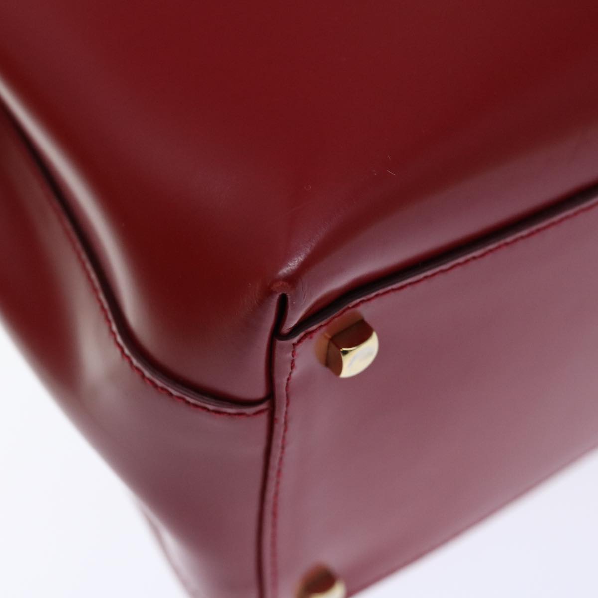 Salvatore Ferragamo Gancini Hand Bag Leather 2way Red Auth th4761