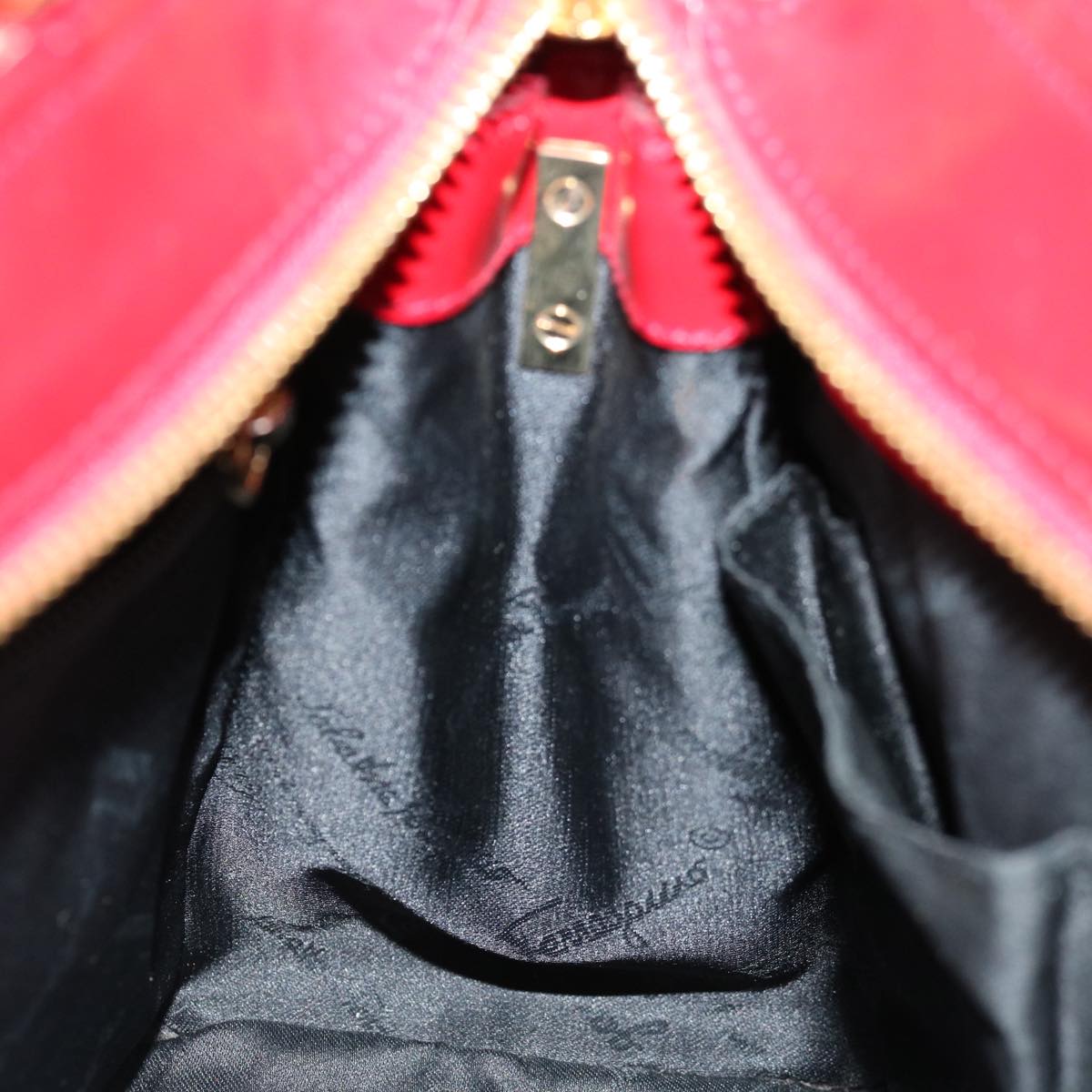 Salvatore Ferragamo Gancini Hand Bag Leather 2way Red Auth th4761
