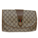GUCCI GG Supreme Web Sherry Line Clutch Bag Beige Green 89 01 030 Auth th4776-1