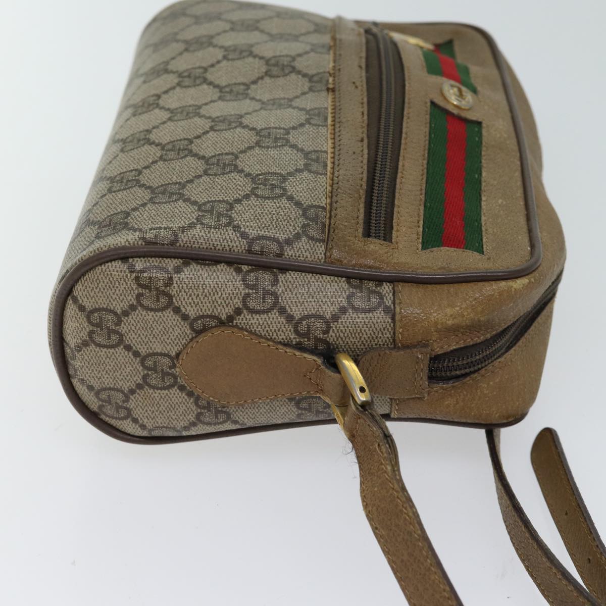 GUCCI GG Supreme Web Sherry Line Shoulder Bag PVC Beige 56 02 087 Auth th4779