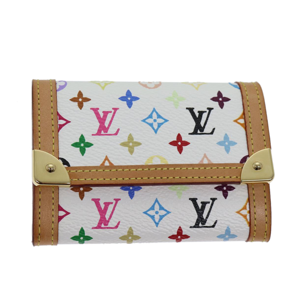 LOUIS VUITTON Monogram Multicolor Porte Monnaie Plat White M92657 LV Auth th4784