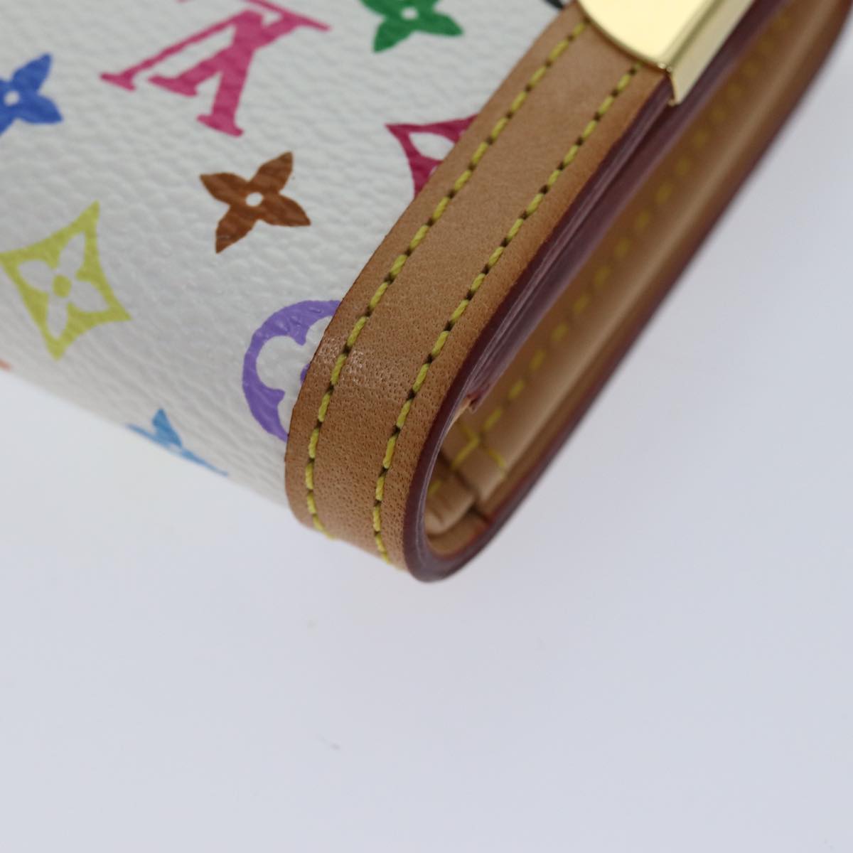 LOUIS VUITTON Monogram Multicolor Porte Monnaie Plat White M92657 LV Auth th4784