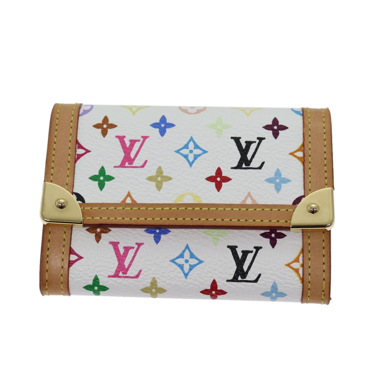 LOUIS VUITTON Monogram Multicolor Porte Monnaie Plat White M92657 LV Auth th4784