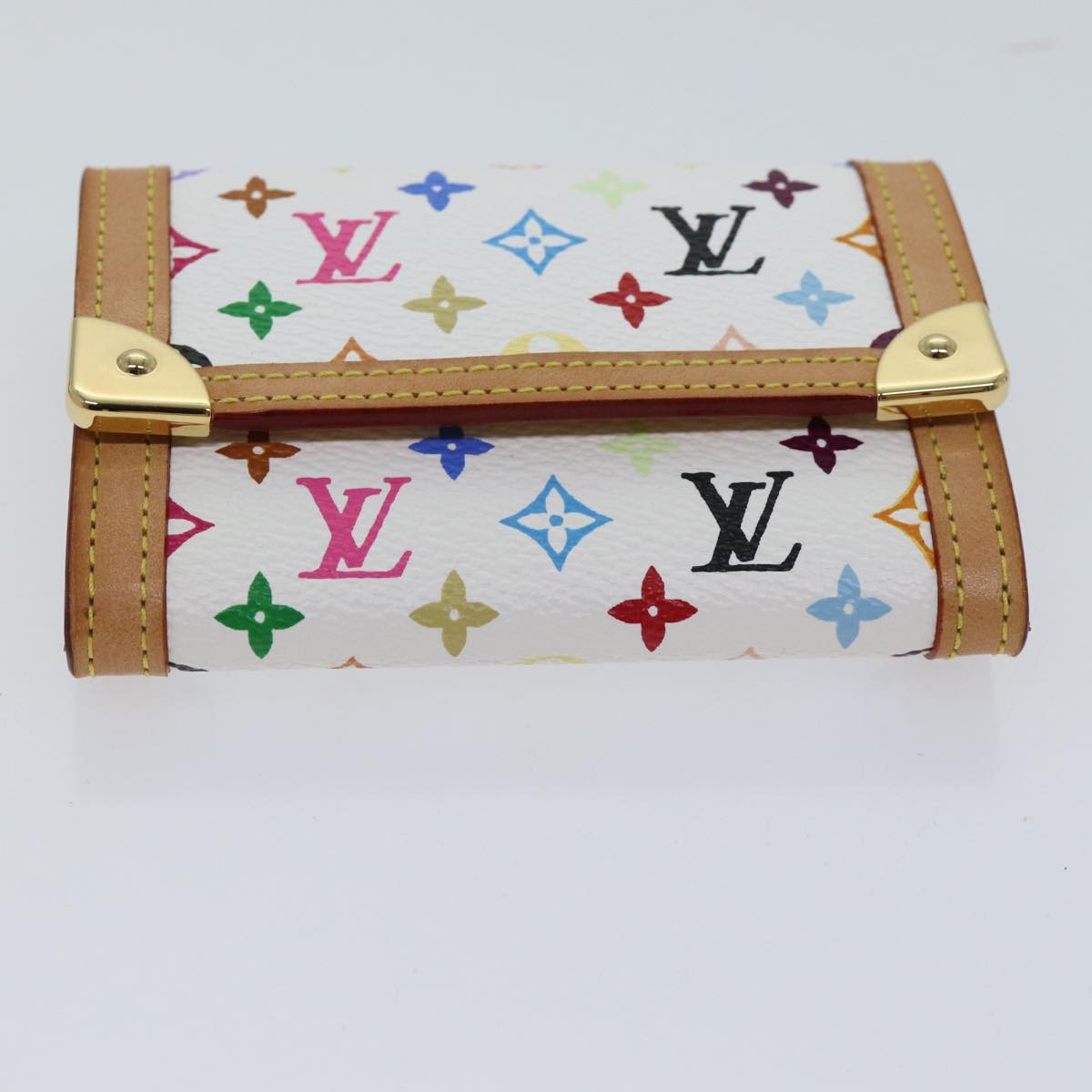 LOUIS VUITTON Monogram Multicolor Porte Monnaie Plat White M92657 LV Auth th4784