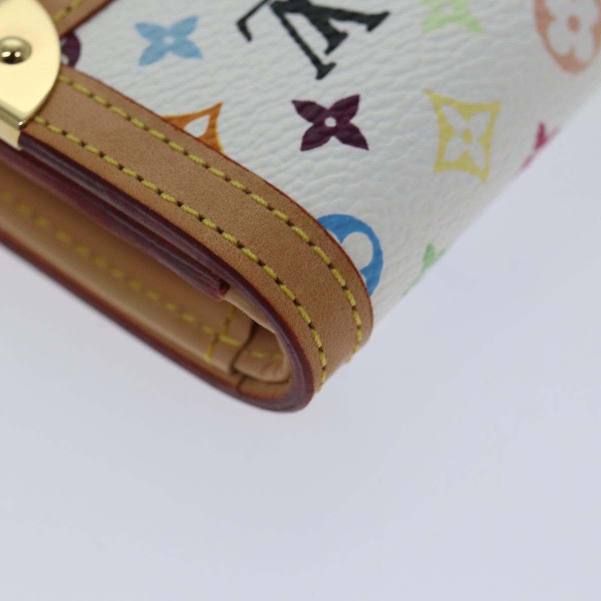 LOUIS VUITTON Monogram Multicolor Porte Monnaie Plat White M92657 LV Auth th4784