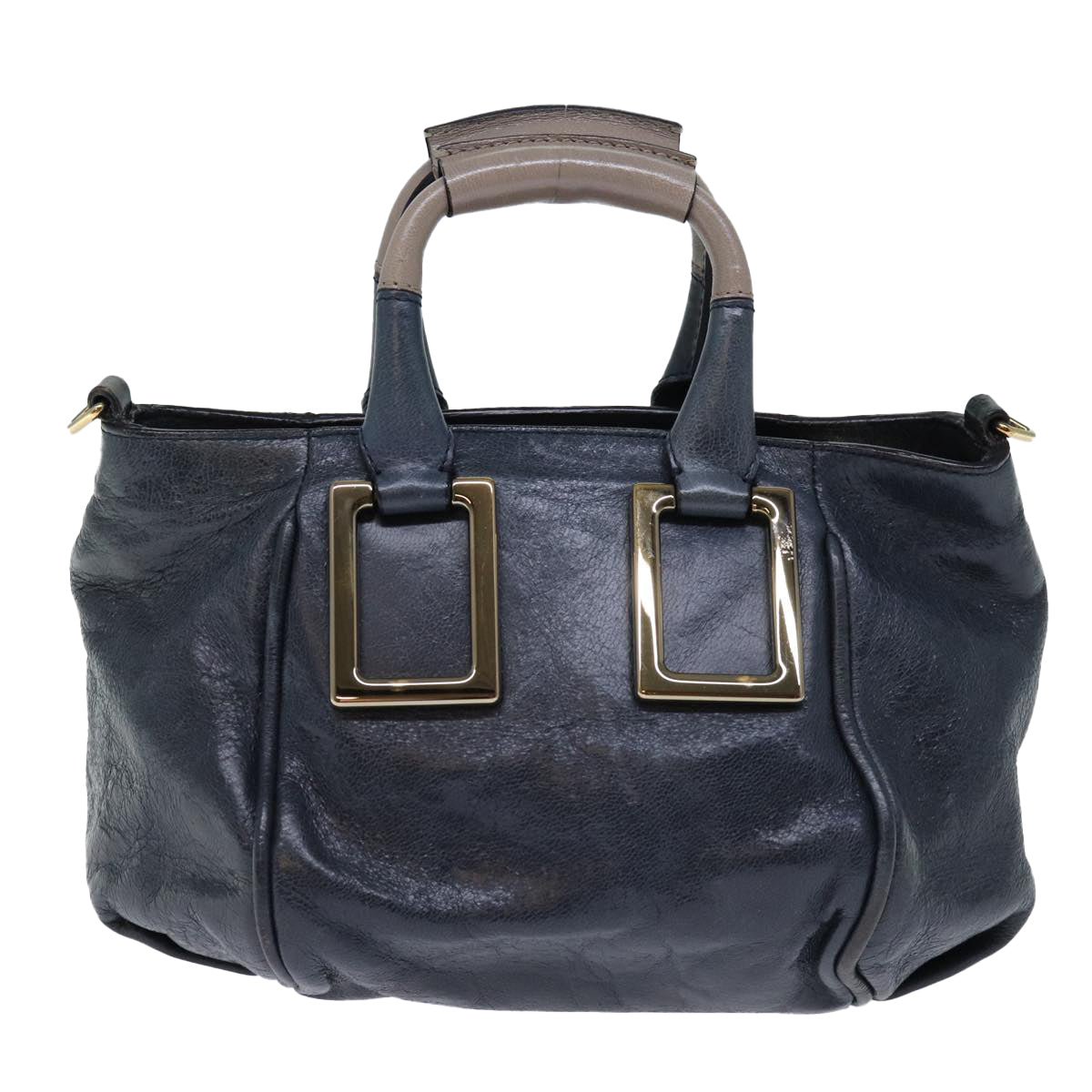 Chloe Etel Hand Bag Leather 2way Navy Auth th4809 - 0