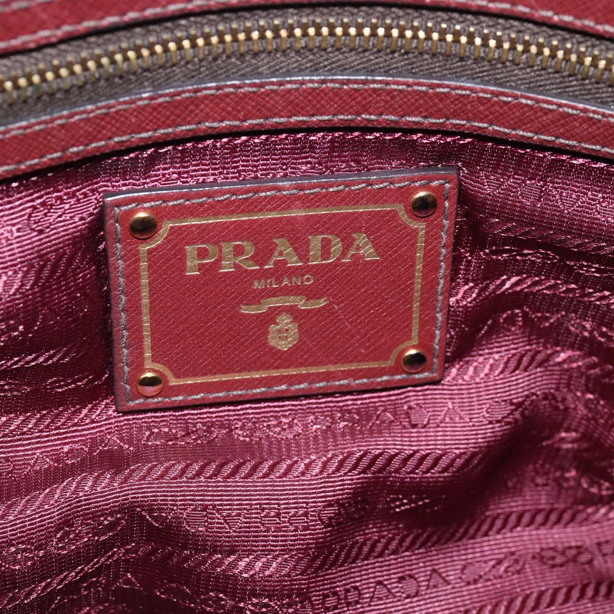 PRADA Hand Bag Leather 2way Red Auth th4865