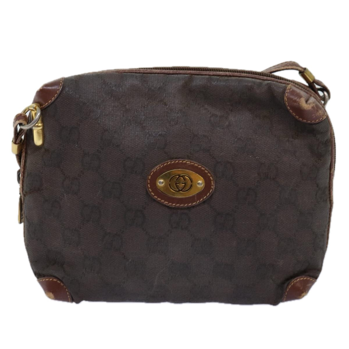 GUCCI GG Canvas Shoulder Bag Brown 007 104 4916 Auth th4893