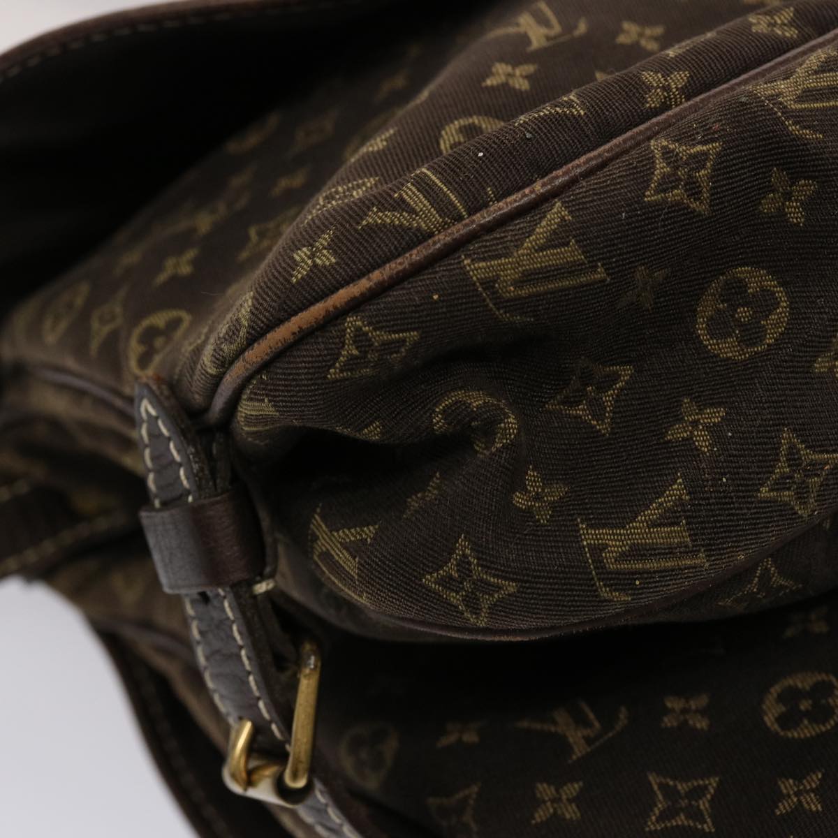 LOUIS VUITTON Monogram Mini Lin Saumur PM Shoulder Bag Ebene M95227 Auth th4927